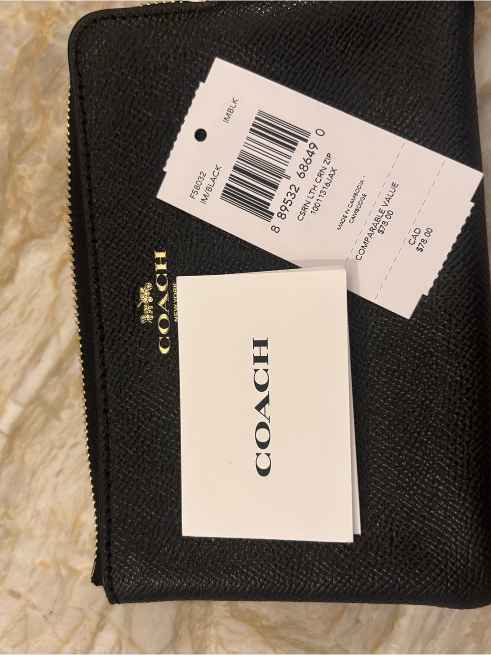 Coach Black Leather Wristlet with Gold Logo Accent - Picture 3 of 3